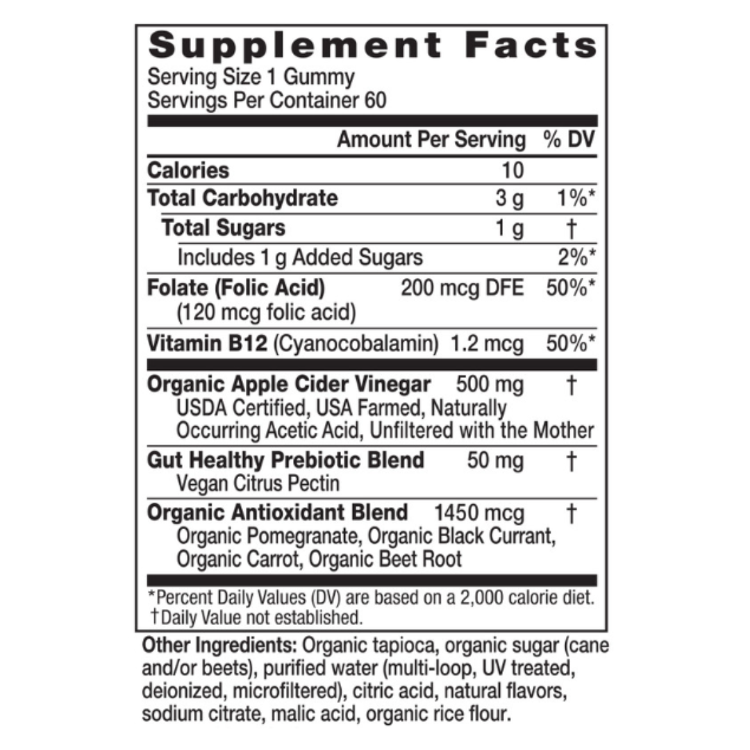 Apple Cider Vinegar Gummies – Raw & Unfiltered with The Mother (60 ct)